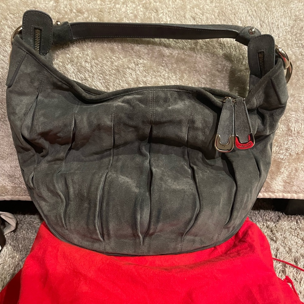Bally Elegant Gray Suede Bag Excellent Condition